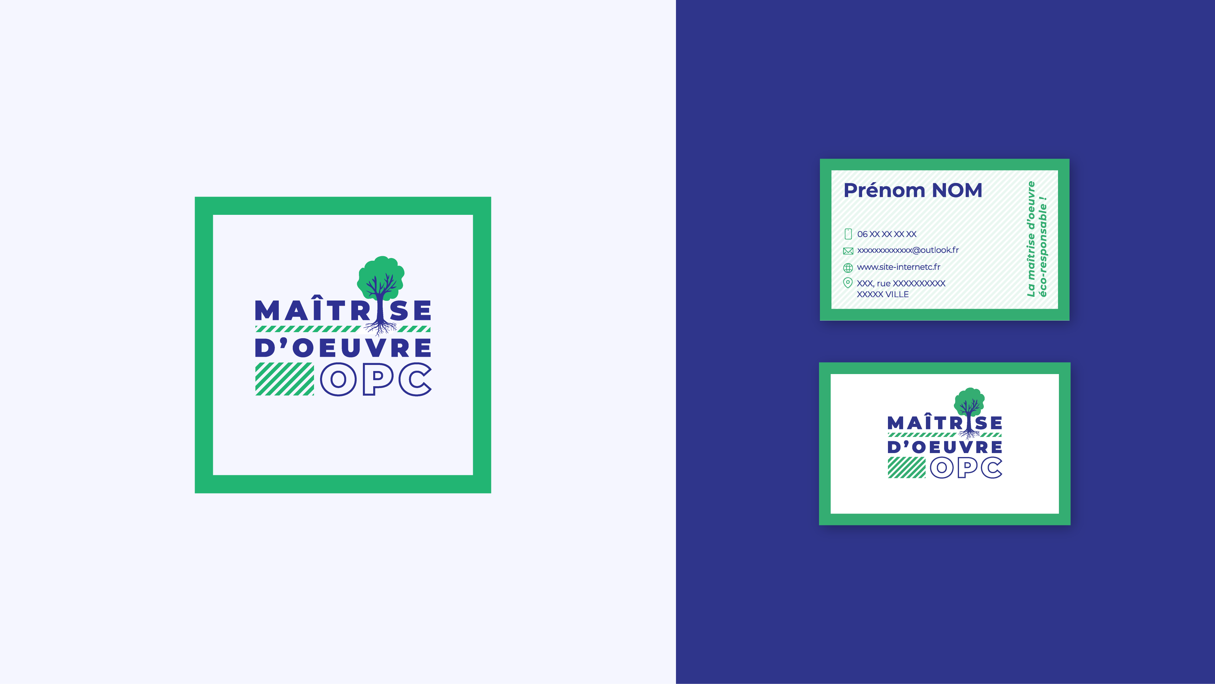 Maitre d'œuvre, logo, site vitrine, flyer, cartes de visite